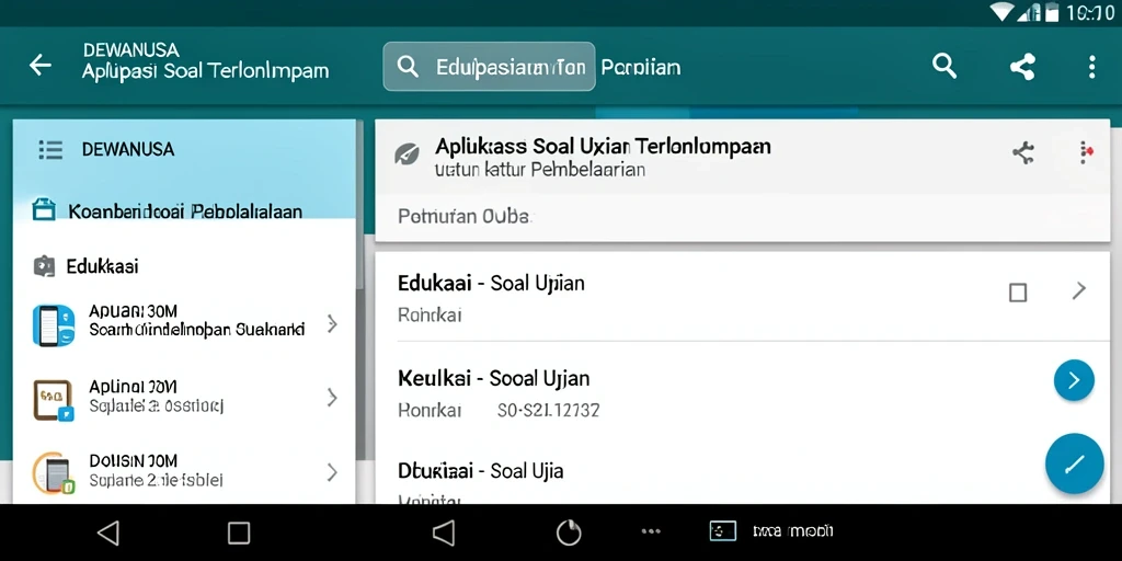 Tampilan antarmuka aplikasi DEWANUSA dengan fungsi soal ujian.