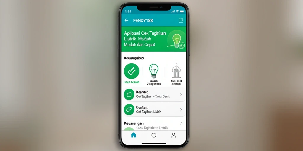Tampilan antarmuka aplikasi Cek Tagihan Listrik FENDY188.