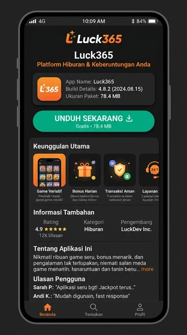 Tampilan halaman APK luck365