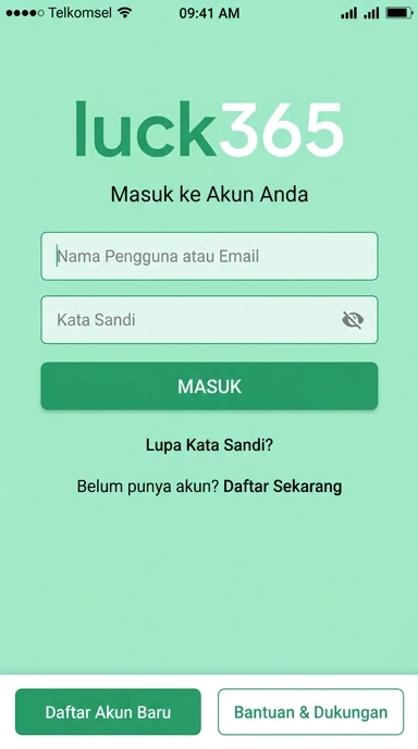 Tampilan halaman login luck365